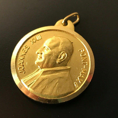 St. Pope John XXIII -2nd Class Relic Vestment Old Medal Pendant Charm | Catholically