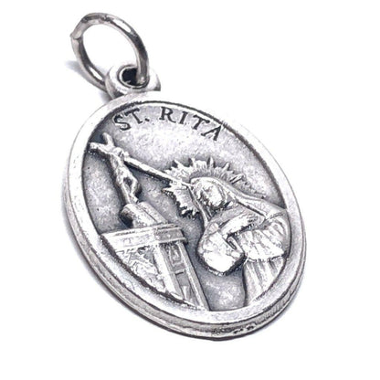 St. Rita Of Cascia Silver Tone Medal Pendant  Lost & Impossible Causes | Catholically
