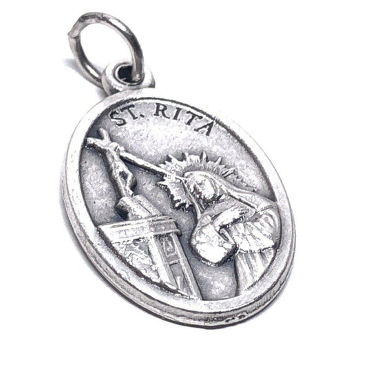 St. Rita Of Cascia Silver Tone Medal Pendant  Lost & Impossible Causes | Catholically