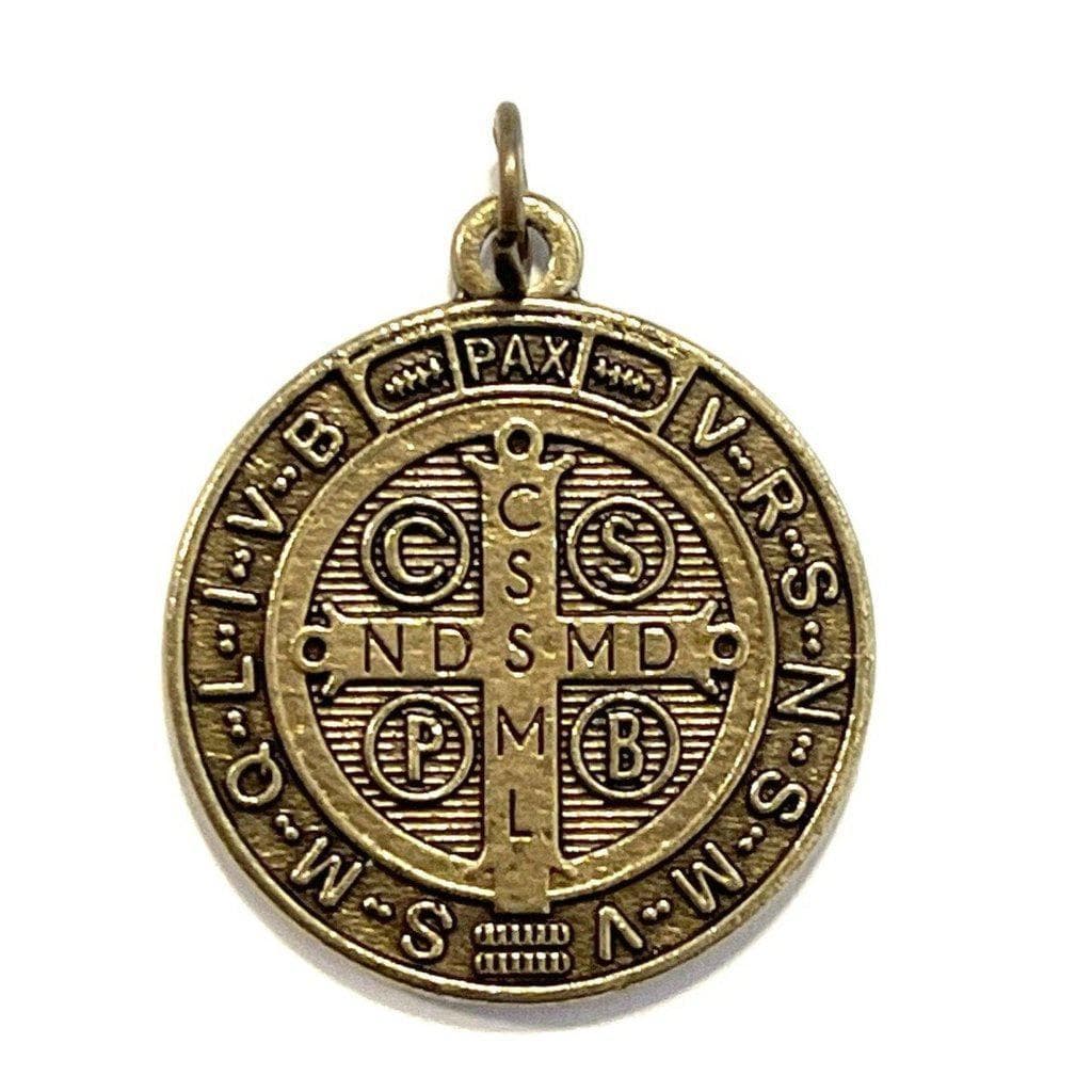 St. Saint Benedict 1" Bronze Tone Medal -  Catholic Pendant - Exorcism | Catholically