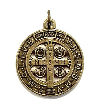 St. Saint Benedict 1" Bronze Tone Medal -  Catholic Pendant - Exorcism | Catholically