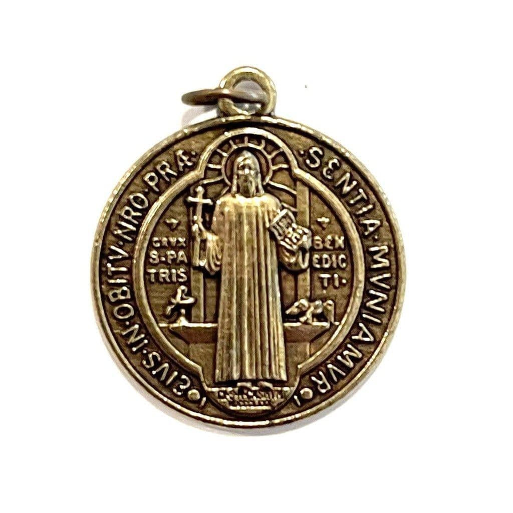 St. Saint Benedict 1" Bronze Tone Medal -  Catholic Pendant - Exorcism | Catholically