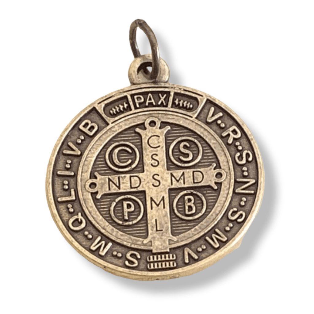 St. Saint Benedict 1" Bronze Tone Medal -  Catholic Pendant - Exorcism | Catholically
