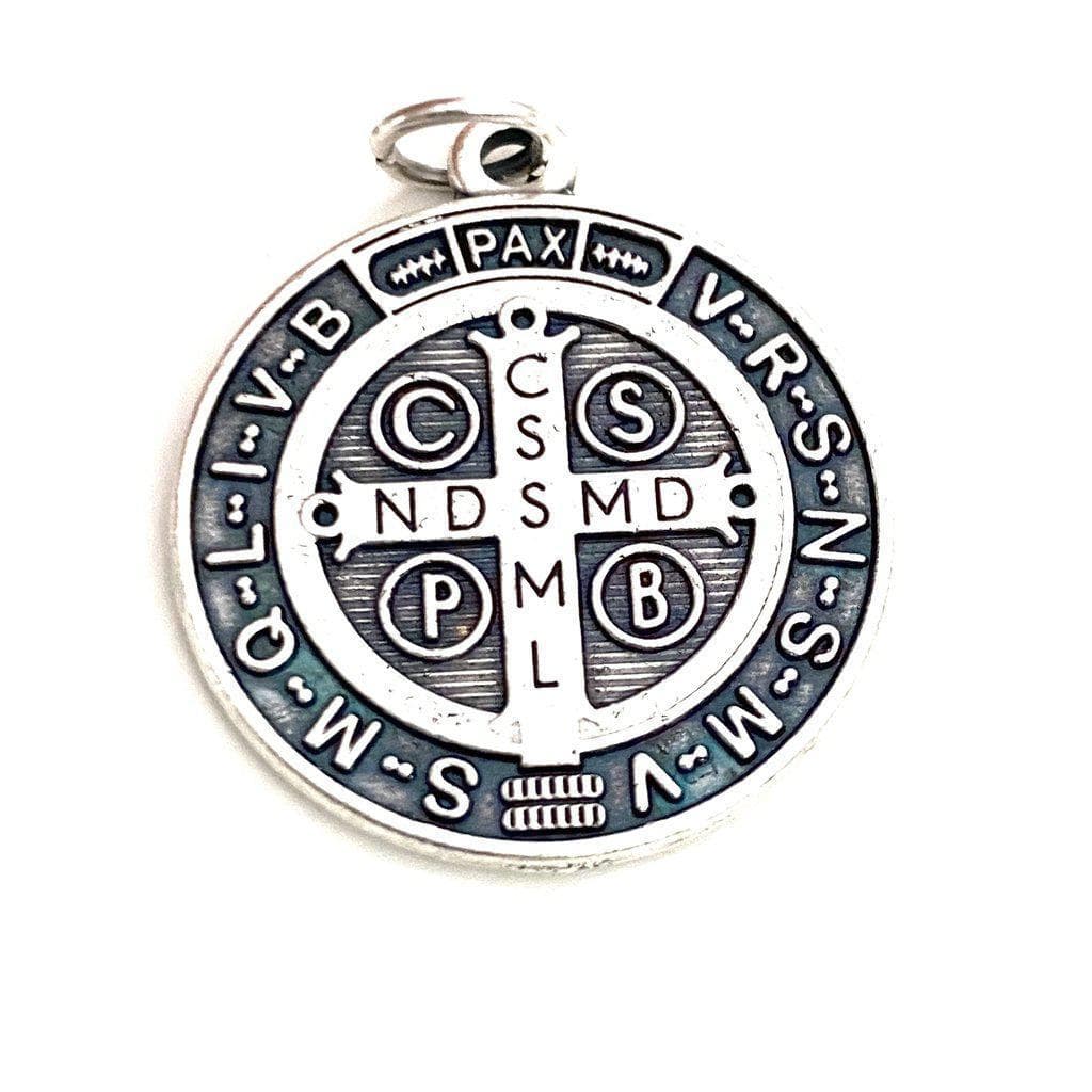 St. Saint Benedict 1" Silver tone Medal -  Catholic Pendant - Blessed By Pope | Catholically