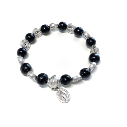 Stretch Wooden Bracelet - Miraculous Medal - Blessed By Pope | Catholically