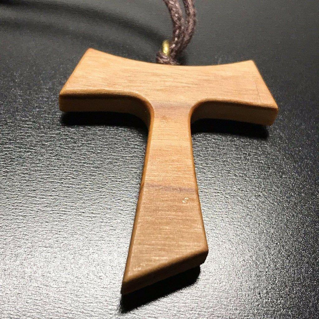 Tau Wooden Cross Blessed By Pope - Franciscan Crucifix 1" 1/4 | Catholically