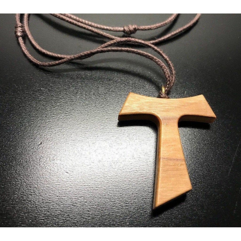 Tau Wooden Cross Blessed By Pope - Franciscan Crucifix 1" 1/4 | Catholically