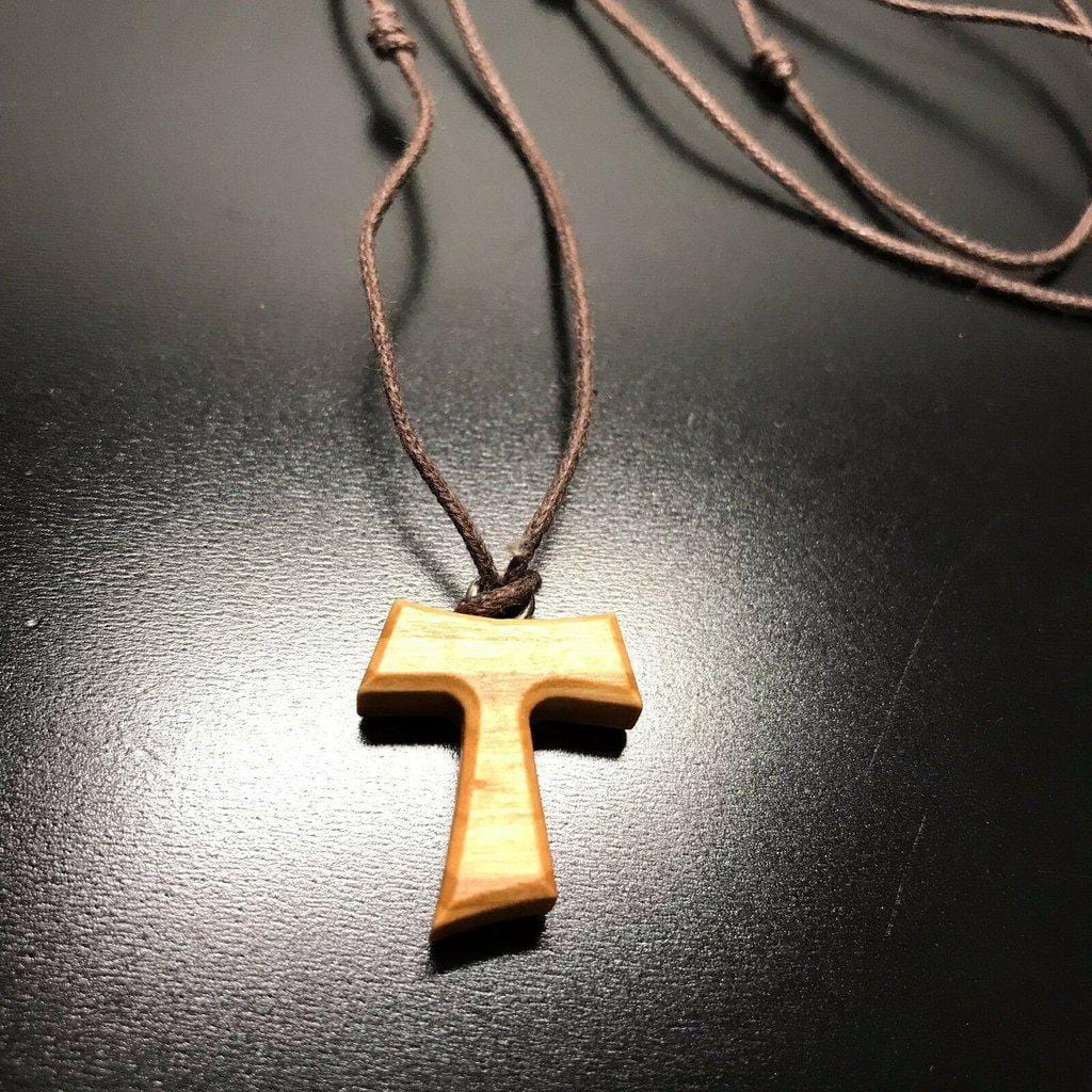 Tau Wooden Cross Blessed By Pope -Franciscan Crucifix 1/2" | Catholically