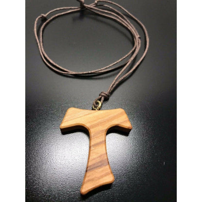 Tau Wooden Cross Blessed By Pope -Franciscan Crucifix 1.6" -4 Cm | Catholically