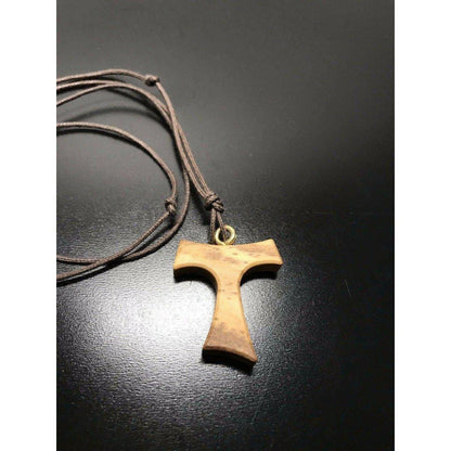 Tau Wooden Cross Blessed By Pope -Franciscan Crucifix 1" | Catholically