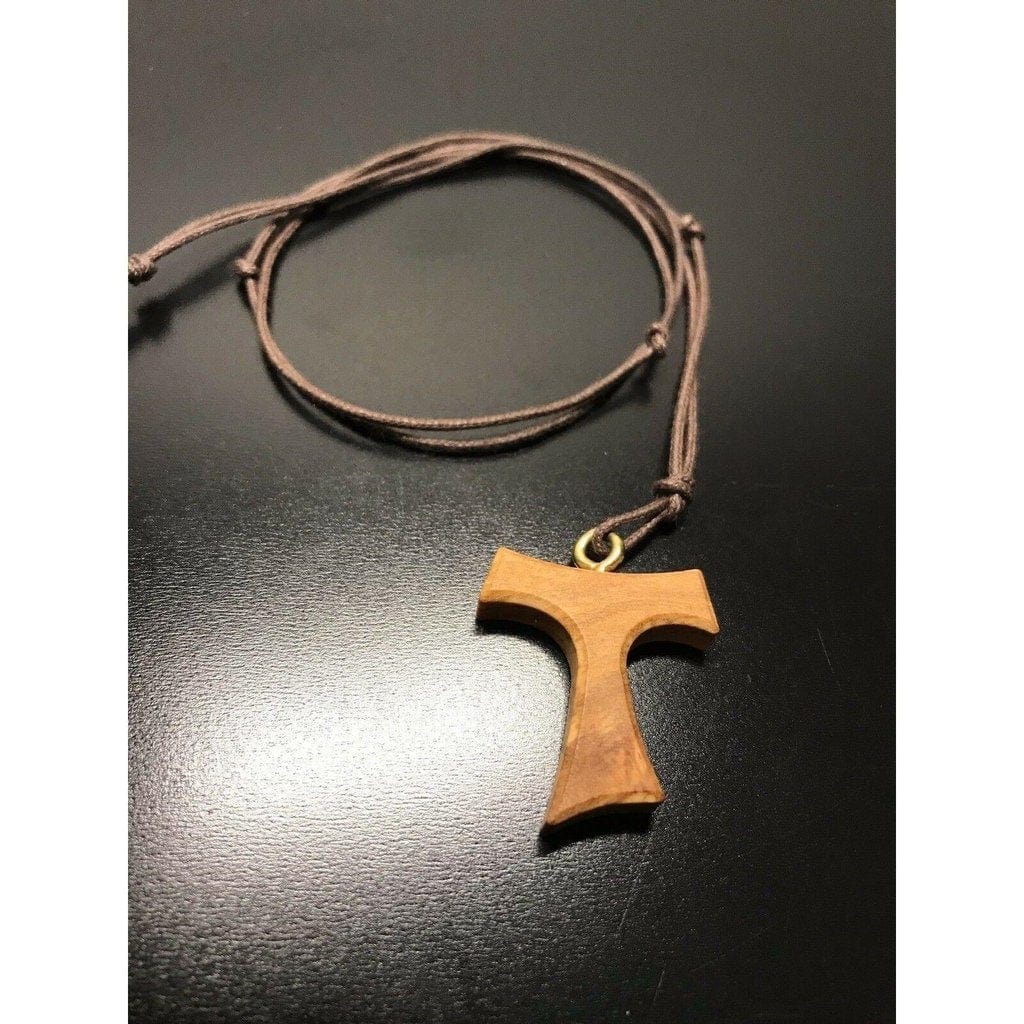 Tau Wooden Cross Blessed By Pope -Franciscan Crucifix 1" | Catholically
