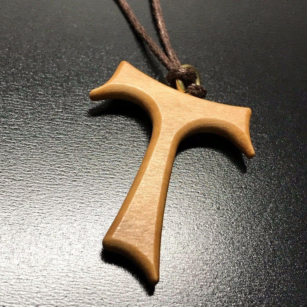 Tau Wooden Cross Blessed By Pope -Franciscan Crucifix 1" | Catholically
