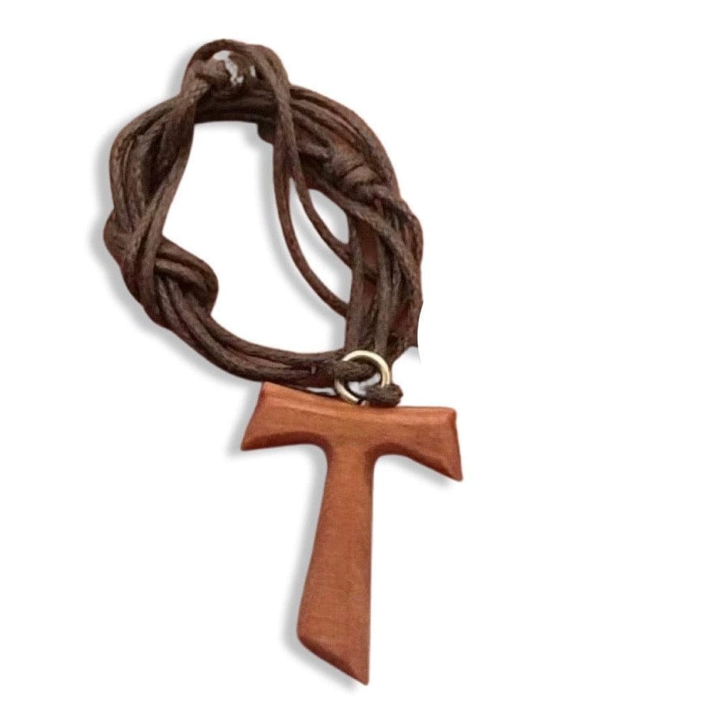 Tau Wooden Cross Blessed By Pope  -Franciscan Crucifix 1" | Catholically