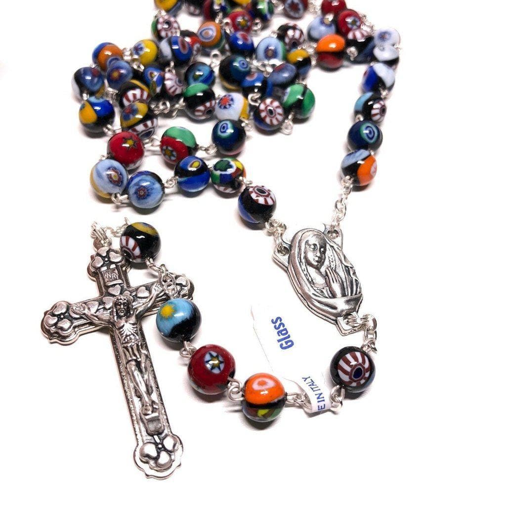 Venetian Glass Murrina Millefiori Glasswork Rosary Blessed By Pope | Catholically