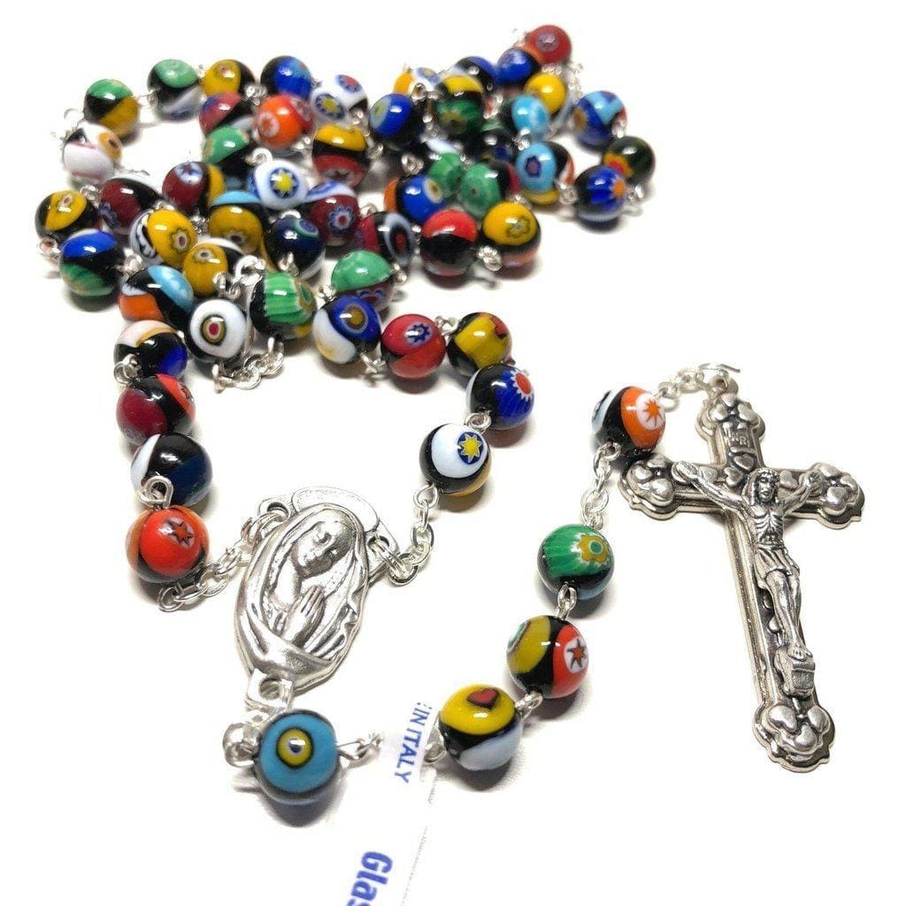Venetian Glass Murrina Millefiori Glasswork Rosary Blessed By Pope | Catholically