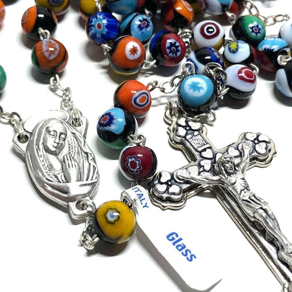 Venetian Glass Murrina Millefiori Glasswork Rosary Blessed By Pope | Catholically