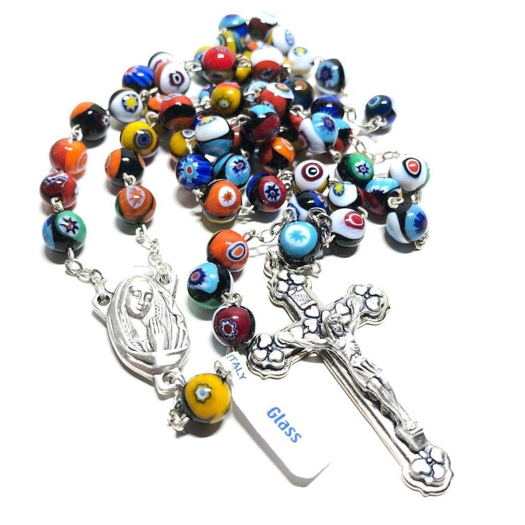 Venetian Glass Murrina Millefiori Glasswork Rosary Blessed By Pope | Catholically