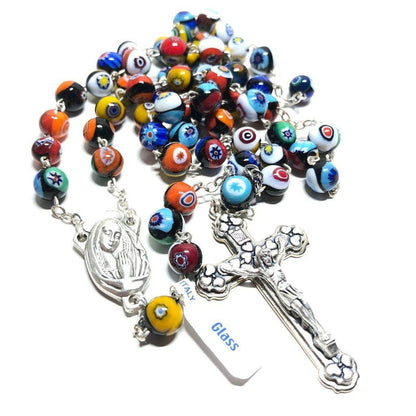 Venetian Glass Murrina Millefiori Glasswork Rosary Blessed By Pope | Catholically