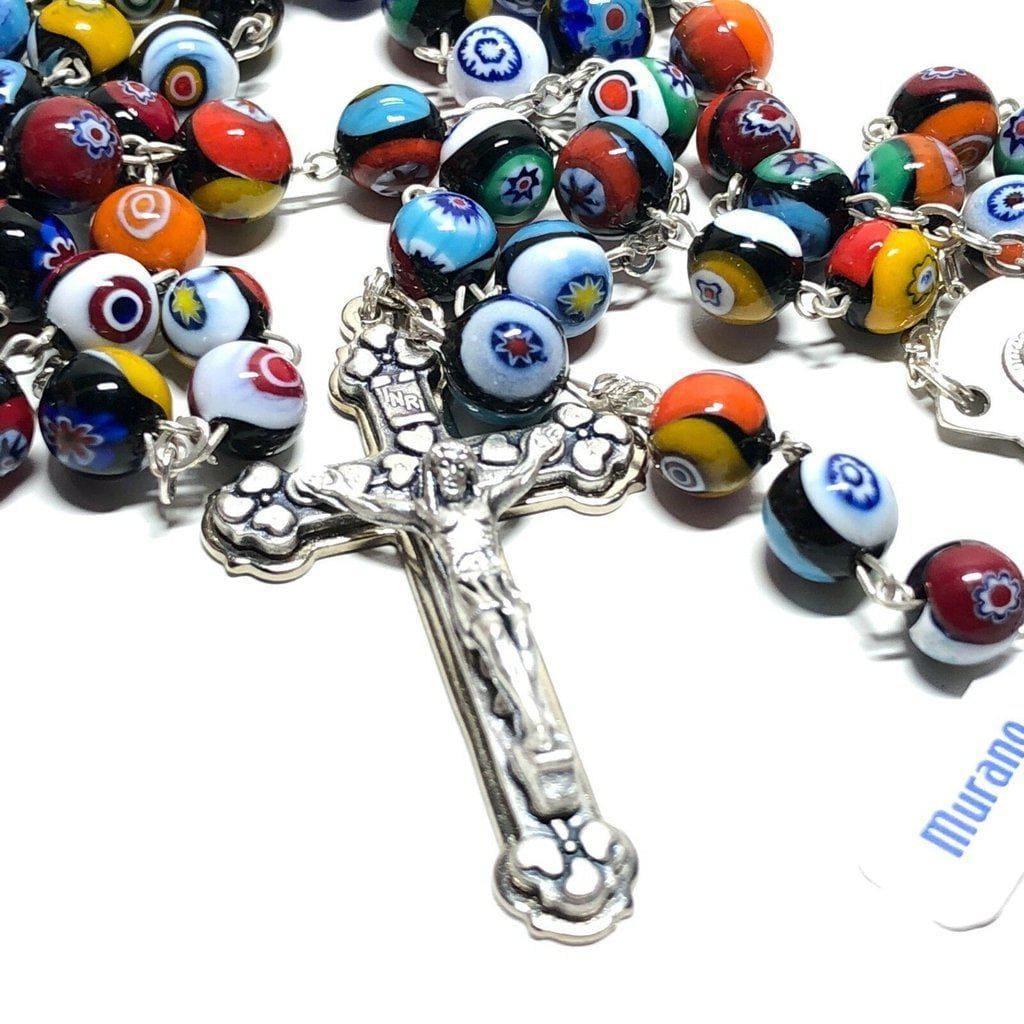 Venetian Glass Murrina Millefiori Glasswork Rosary Blessed By Pope | Catholically