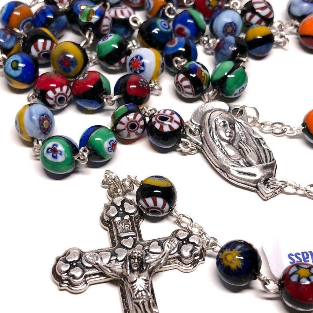 Venetian Glass Murrina Millefiori Glasswork Rosary Blessed By Pope | Catholically