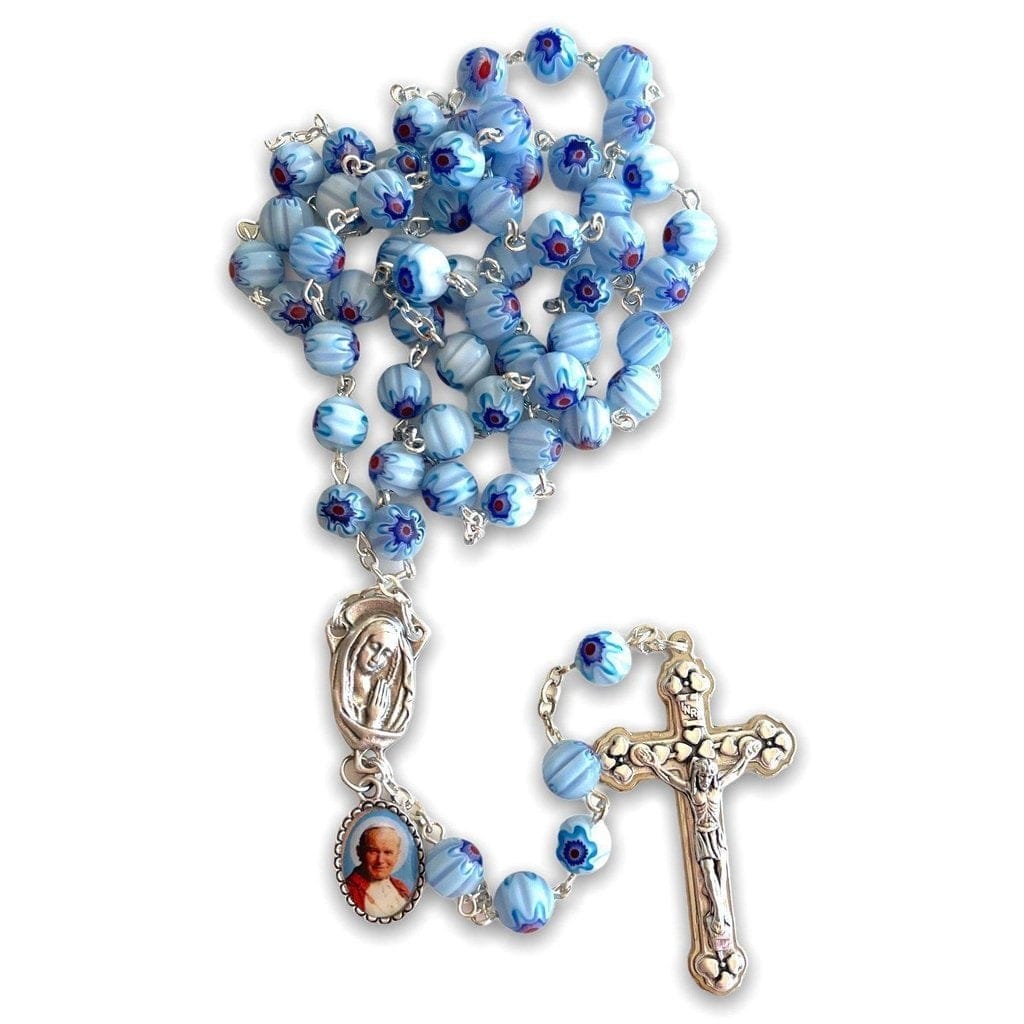 Venetian Glass Murrina  Rosary - St. John Paul II Relic  - Communion | Catholically