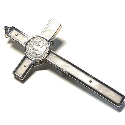 White 4.5" Saint St. Benedict Wall Crucifix - Exorcism Cross - Blessed By Pope | Catholically