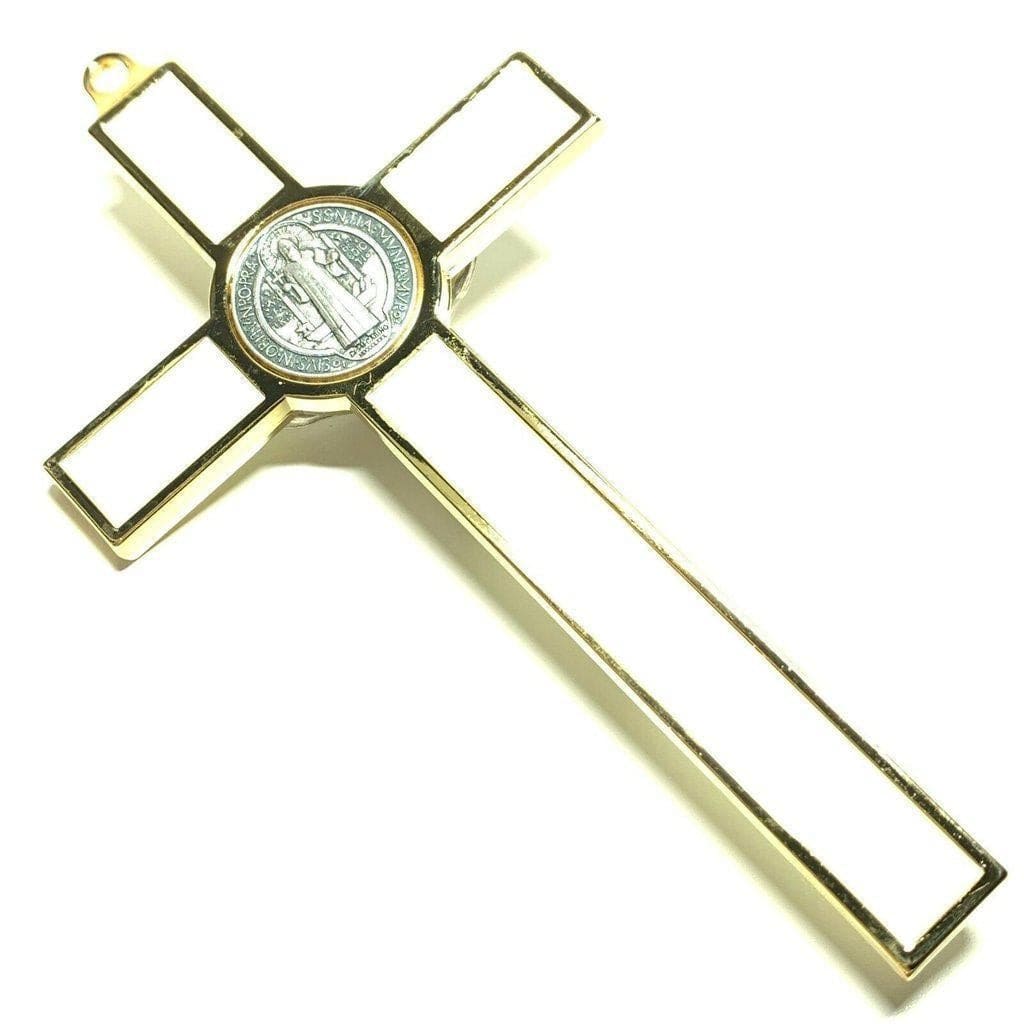 White Glow In The Dark 5" St. Benedict Golden Cross Crucifix -Exorcism | Catholically