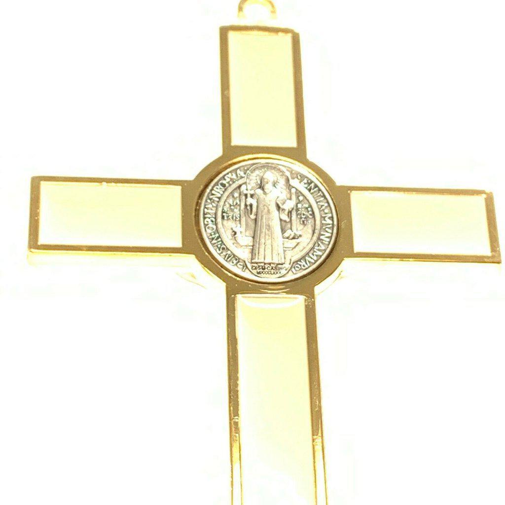White Glow In The Dark 5" St. Benedict Golden Cross Crucifix -Exorcism | Catholically