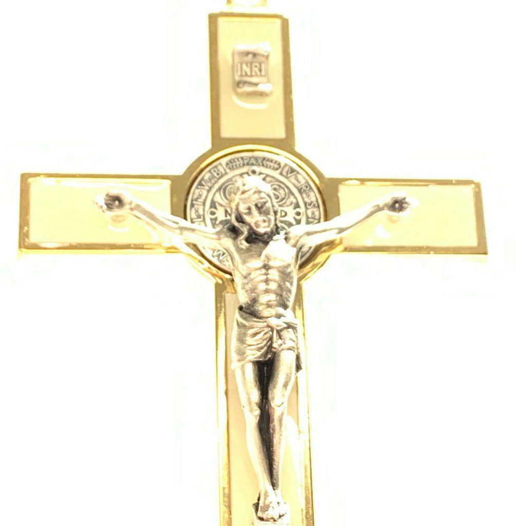White Glow In The Dark 5" St. Benedict Golden Cross Crucifix -Exorcism | Catholically