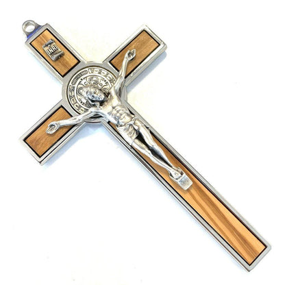 Wood 5" Saint St. Benedict Wall Crucifix - Exorcism- Cross - Blessed By Pope | Catholically