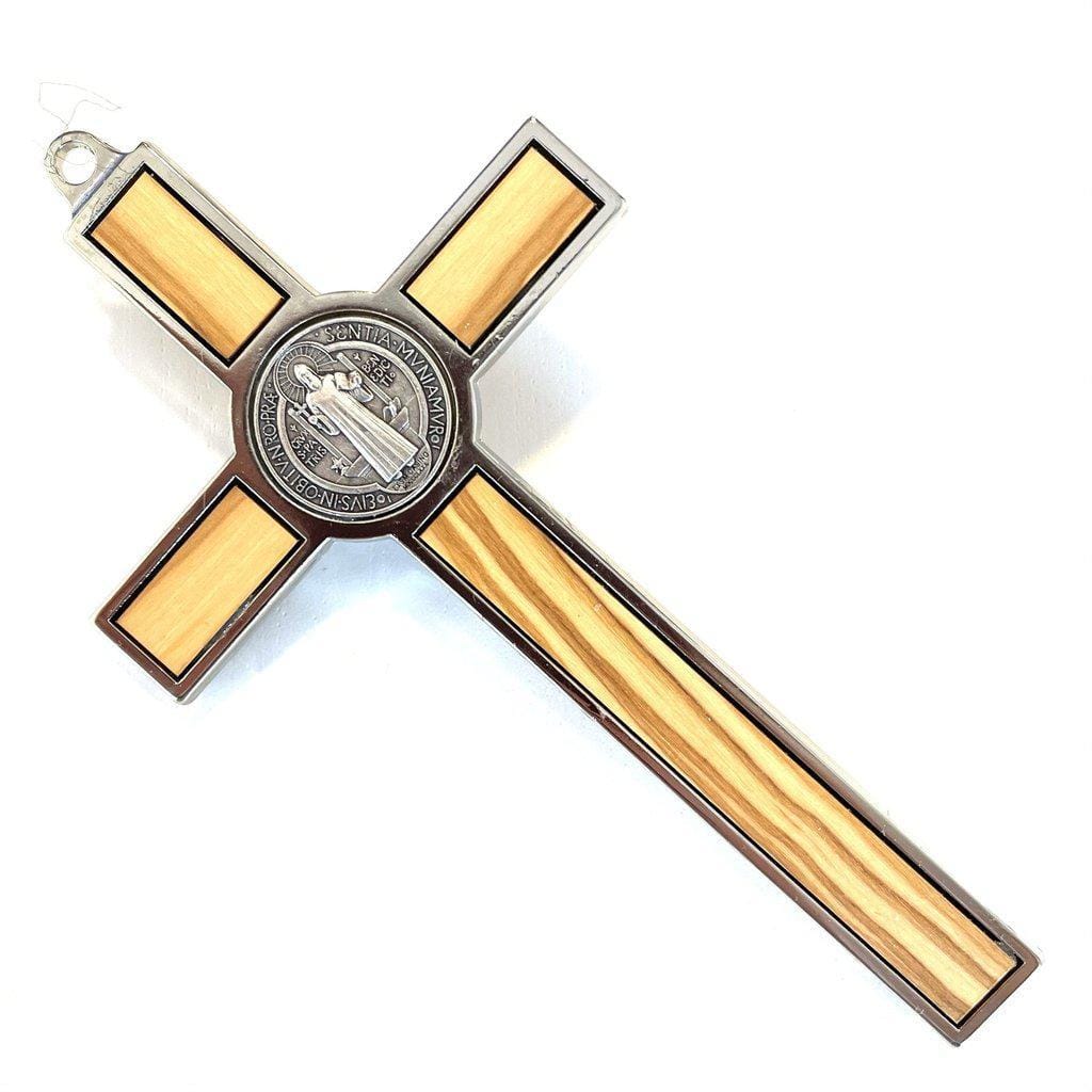 Wood 5" Saint St. Benedict Wall Crucifix - Exorcism- Cross - Blessed By Pope | Catholically