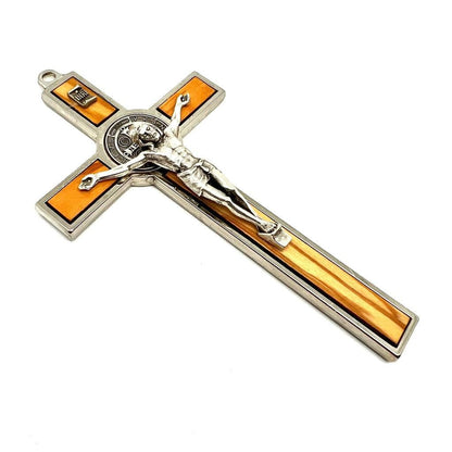Wood 5" Saint St. Benedict Wall Crucifix - Exorcism- Cross - Blessed By Pope | Catholically