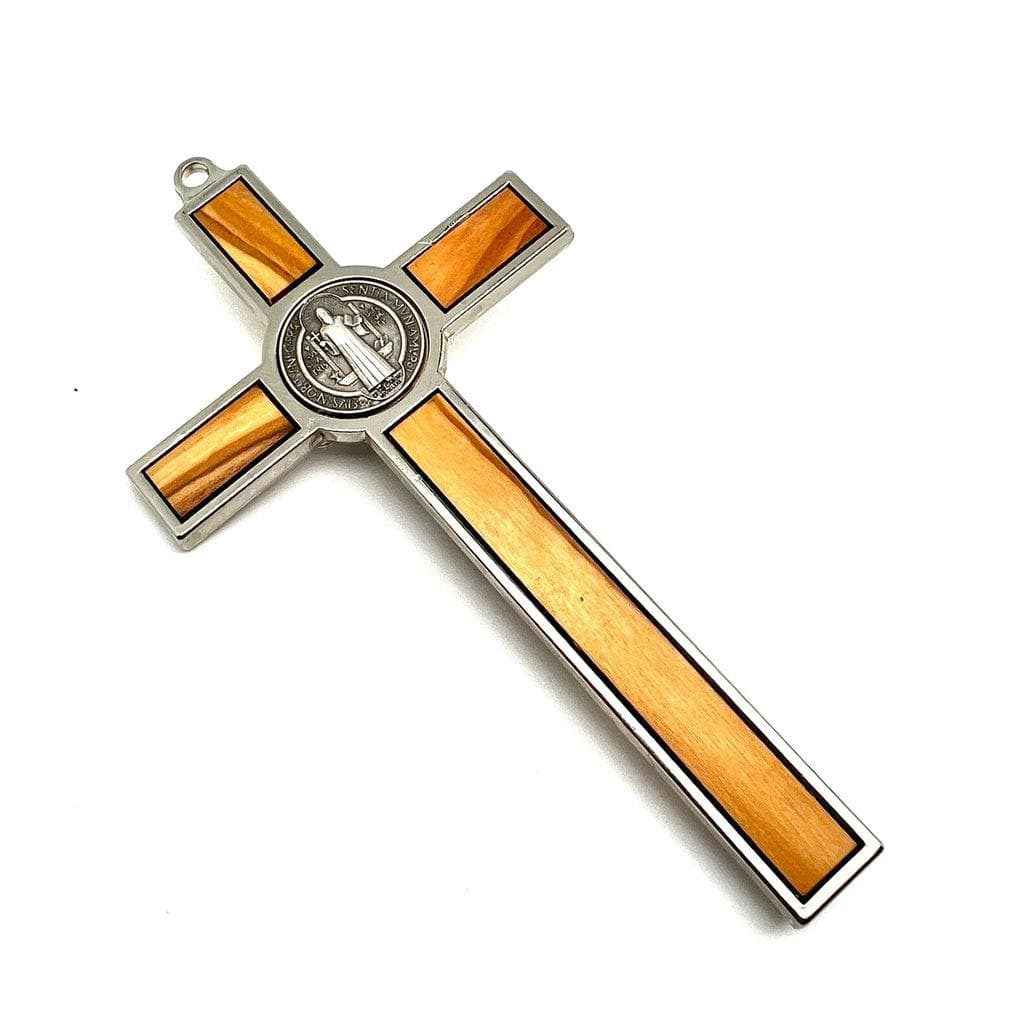 Wood 5" Saint St. Benedict Wall Crucifix - Exorcism- Cross - Blessed By Pope | Catholically