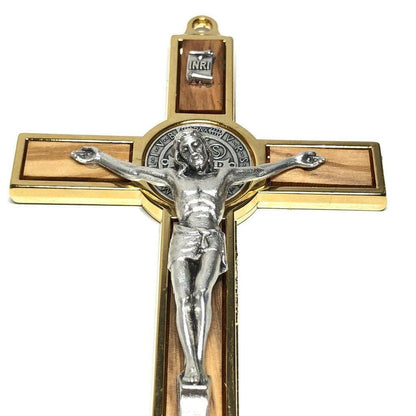 Wood 5" Saint St. Benedict Wall Crucifix - Exorcism- Cross - Blessed By Pope | Catholically