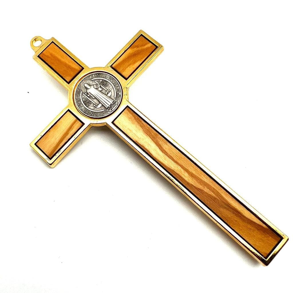 Wood 5" Saint St. Benedict Wall Crucifix - Exorcism- Cross - Blessed By Pope | Catholically