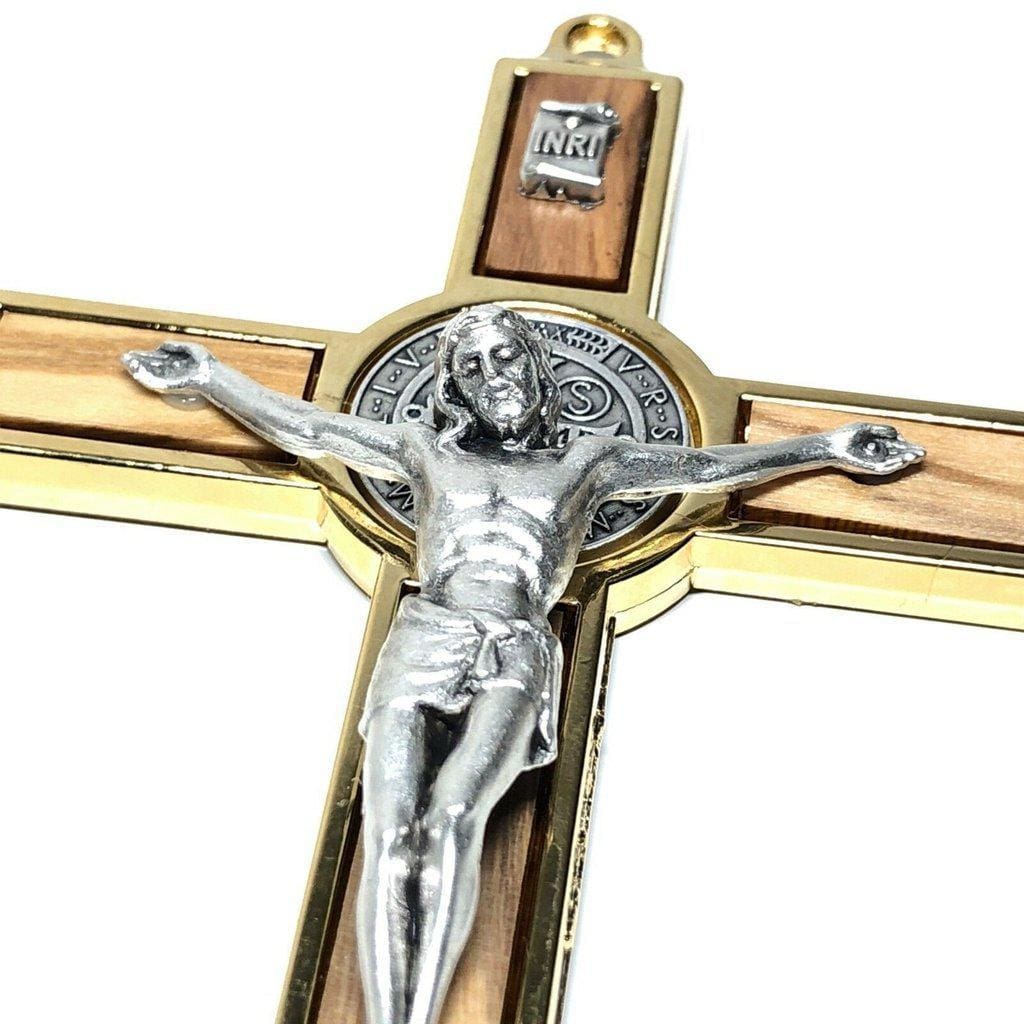 Wood 7.5" St. Benedict Huge Wall Crucifix - Blessed By Pope | Catholically