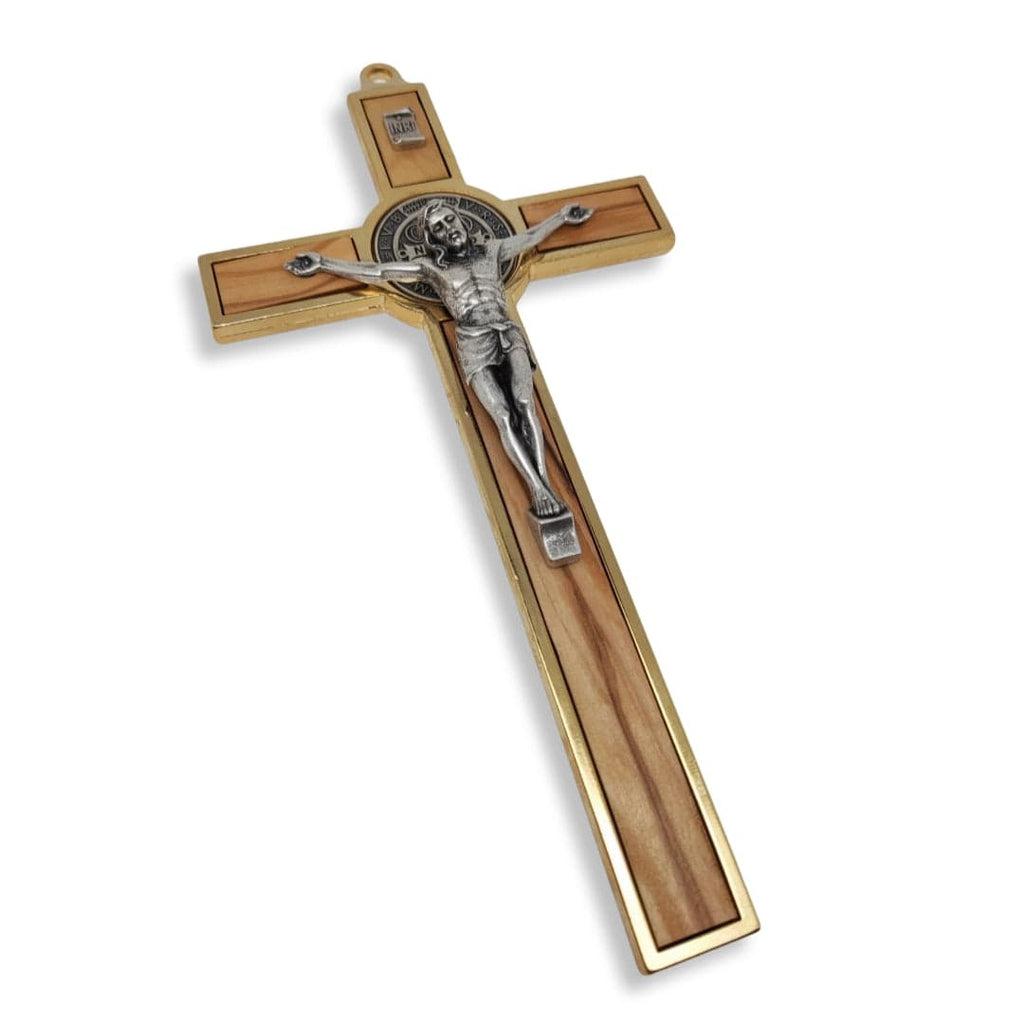 Wood 7.5" St. Benedict Huge Wall Crucifix - Blessed By Pope | Catholically