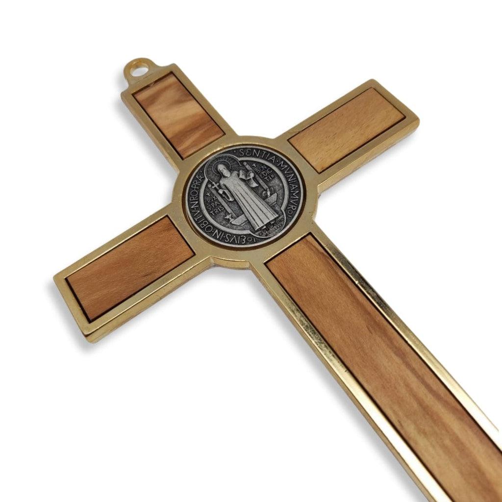 Wood 7.5" St. Benedict Huge Wall Crucifix - Blessed By Pope | Catholically