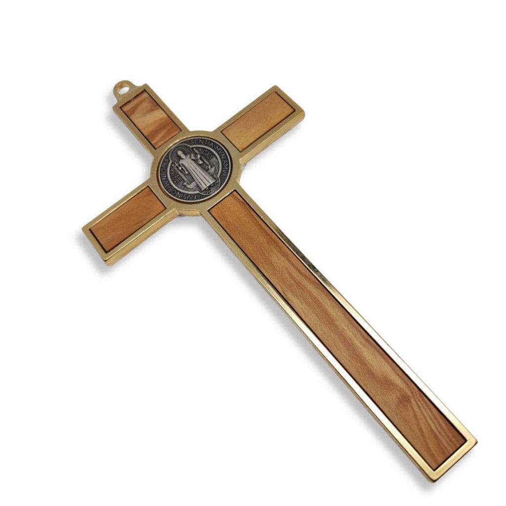 Wood 7.5" St. Benedict Huge Wall Crucifix - Blessed By Pope | Catholically