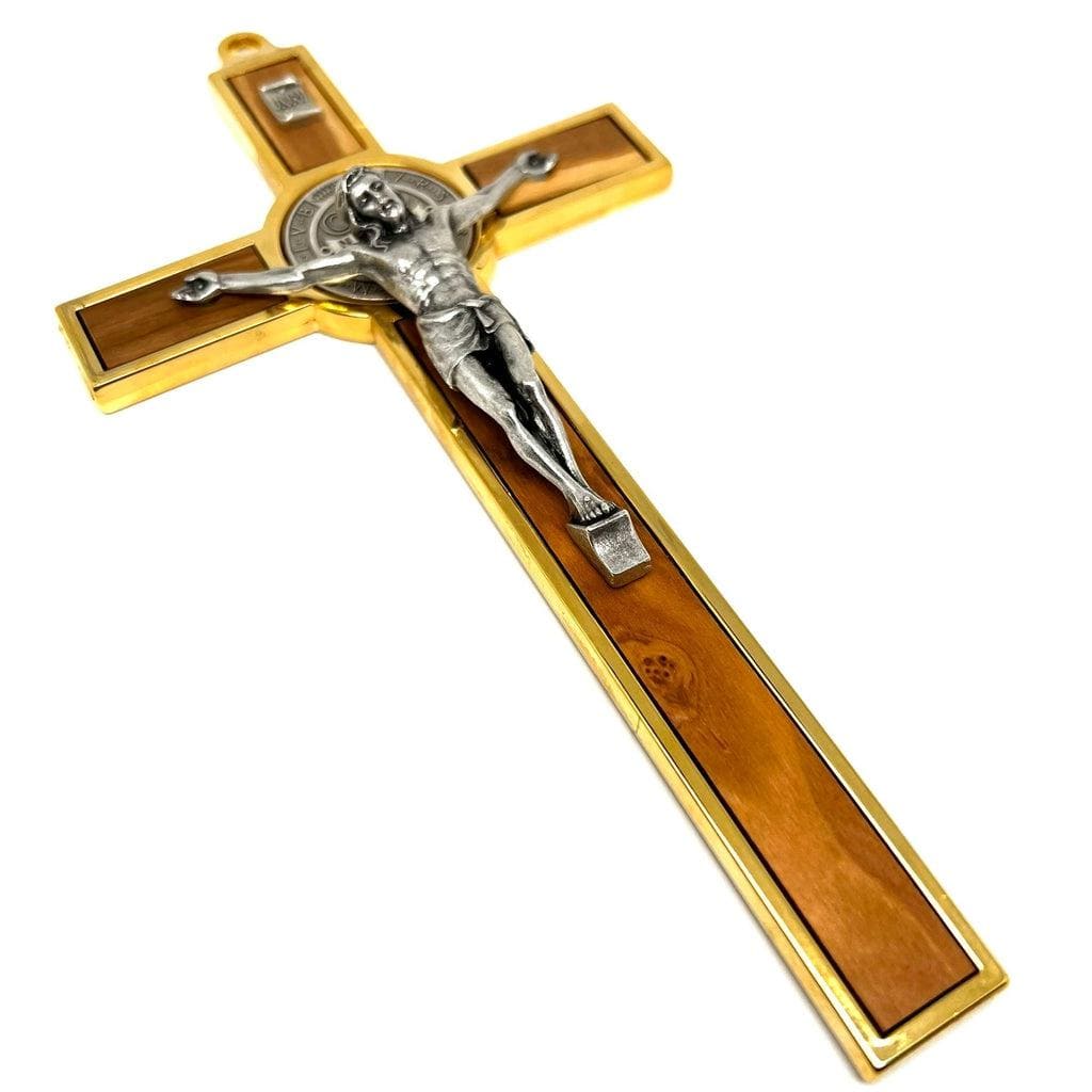 Wood 7.5" St. Benedict Huge Wall Crucifix - Blessed By Pope | Catholically