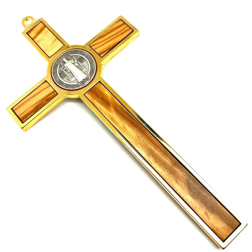 Wood 7.5" St. Benedict Huge Wall Crucifix - Blessed By Pope | Catholically