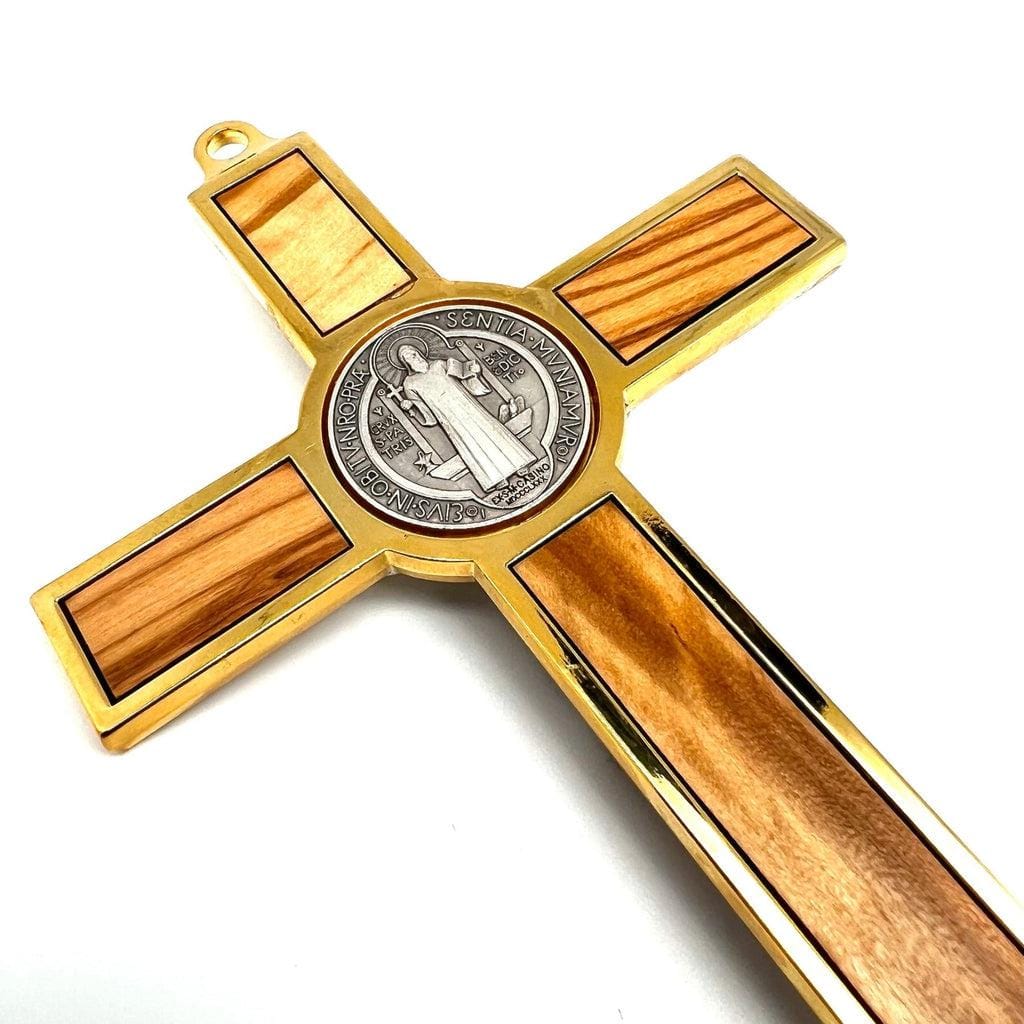 Wood 7.5" St. Benedict Huge Wall Crucifix - Blessed By Pope | Catholically
