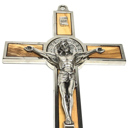 Wood 7.5" St. Benedict Huge Wall Crucifix - Exorcism- Cross - Blessed By Pope | Catholically