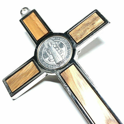 Wood 7.5" St. Benedict Huge Wall Crucifix - Exorcism- Cross - Blessed By Pope | Catholically