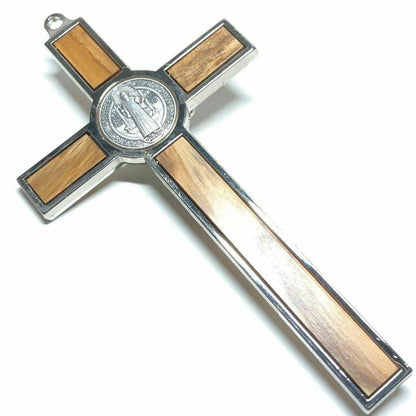 Wood 7.5" St. Benedict Huge Wall Crucifix - Exorcism- Cross - Blessed By Pope | Catholically