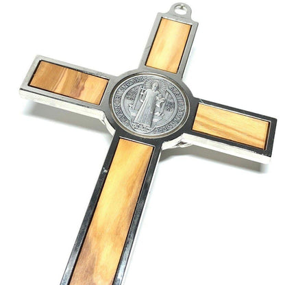 Wood 7.5" St. Benedict Huge Wall Crucifix - Exorcism- Cross - Blessed By Pope | Catholically