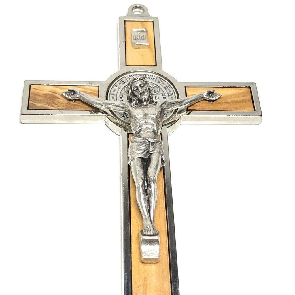 Wood 7.5" St. Benedict Huge Wall Crucifix - Exorcism- Cross - Blessed By Pope | Catholically