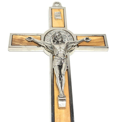 Wood 7.5" St. Benedict Huge Wall Crucifix - Exorcism- Cross - Blessed By Pope | Catholically