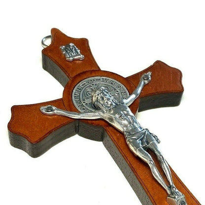 Wood Wall Hanging Cross - Crucifix - Blessed - St. Benedict - Corpus - Wooden | Catholically