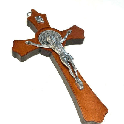 Wood Wall Hanging Cross - Crucifix - Blessed - St. Benedict - Corpus - Wooden | Catholically